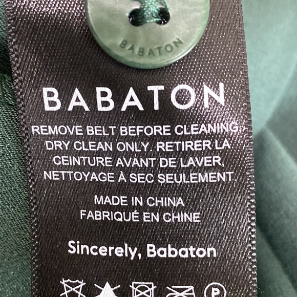 Babaton Aritzia Green High Waist Tie Front Wide Leg Paperbag Pants Size 8 - Picture 10 of 11